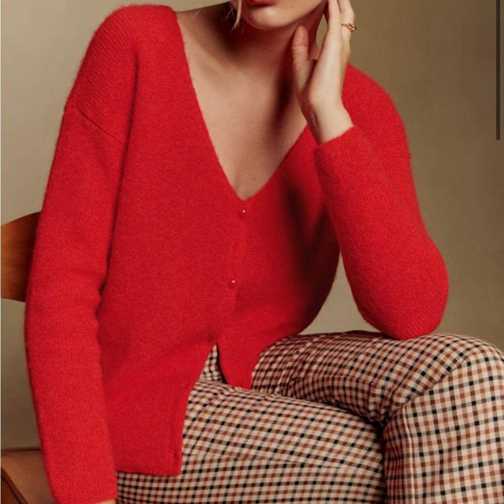 Sezane mohair/alpaca blend poppy red sweater size XS
